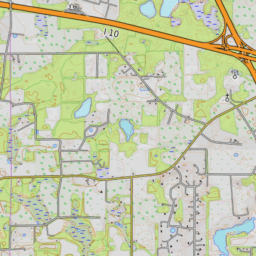 OpenTopoMap map of Owens Pond, FL