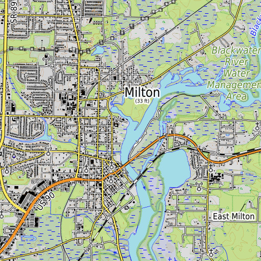 OpenTopoMap map of Quinn Bayou, FL