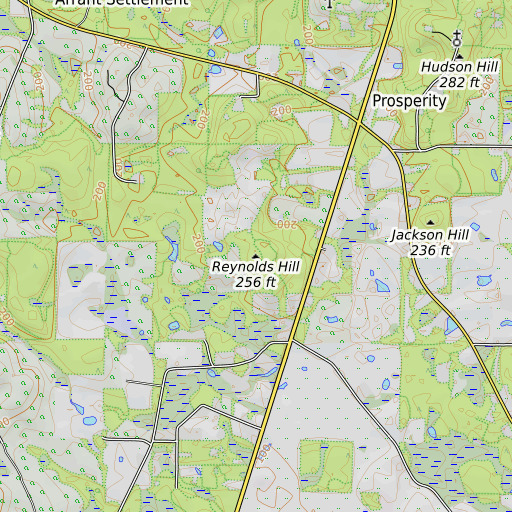OpenTopoMap map of Reynolds Hill, FL