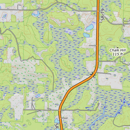 OpenTopoMap map of Roundabout Island, FL