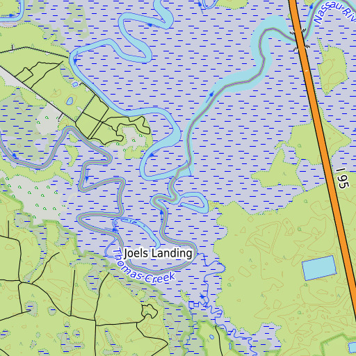 OpenTopoMap map of Thomas Creek, FL