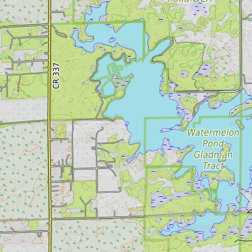 OpenTopoMap map of Watermelon Pond, FL