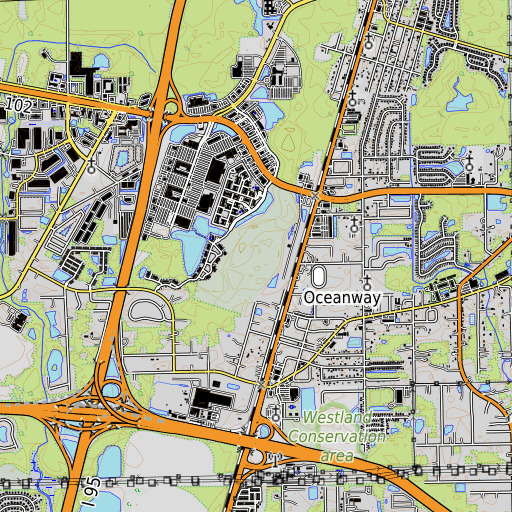 OpenTopoMap map of Wolf Bay, FL