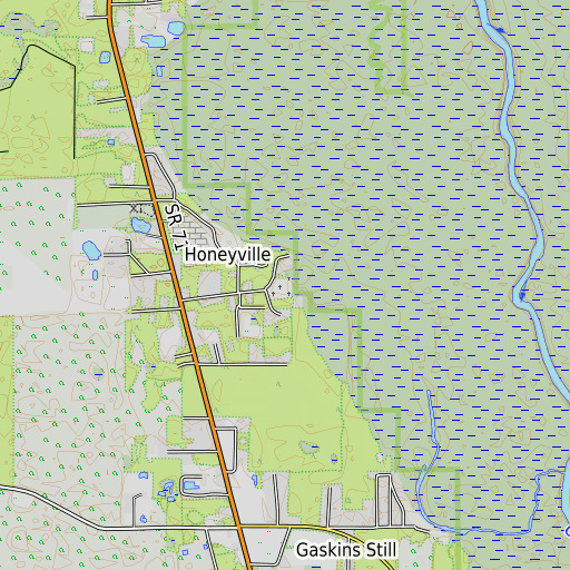 OpenTopoMap map of Roberts Cemetery, FL