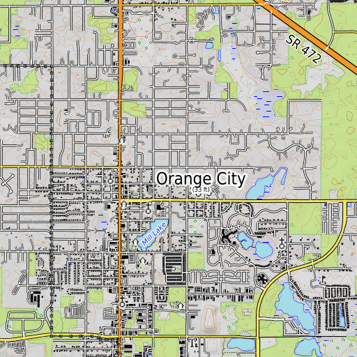 OpenTopoMap map of Orange City Elementary School, FL