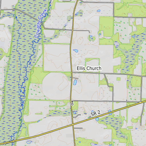 OpenTopoMap map of Ellis Church, FL