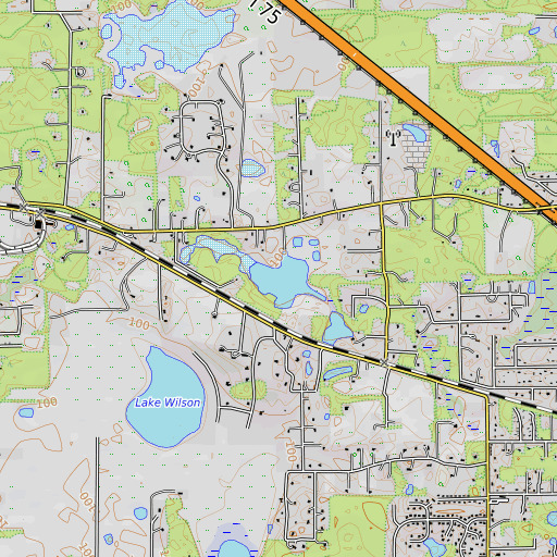 OpenTopoMap map of String of Ponds, FL
