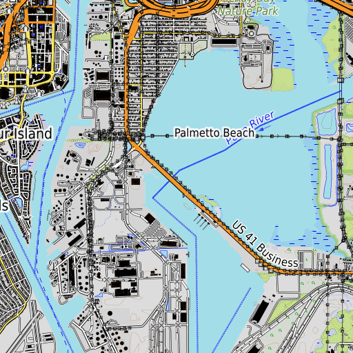 OpenTopoMap map of Lacata Bridge, FL