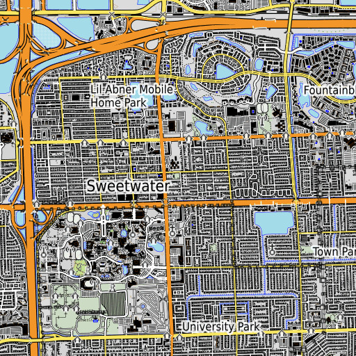 OpenTopoMap map of Carlow Park, FL