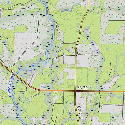OpenTopoMap map of Ayers Cemetery, FL