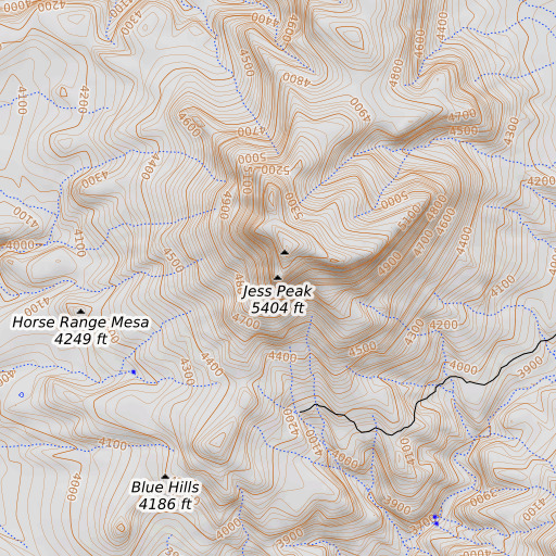 OpenTopoMap map of Jess Peak, AZ