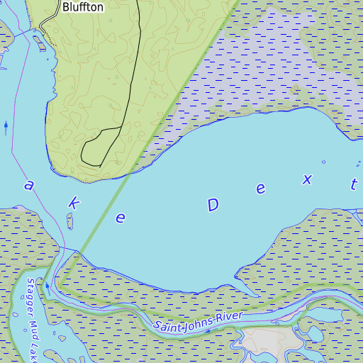 OpenTopoMap map of Lake Dexter, FL