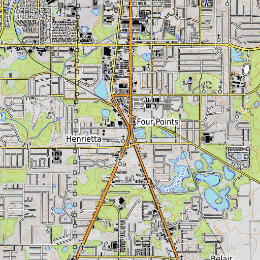 OpenTopoMap map of Four Points, FL