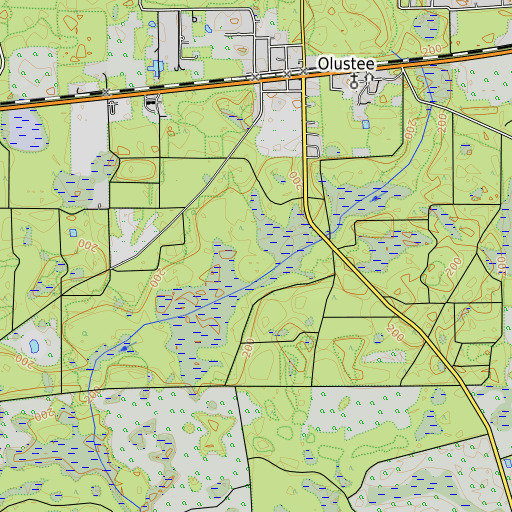 OpenTopoMap map of Olustee Experimental Forest, FL