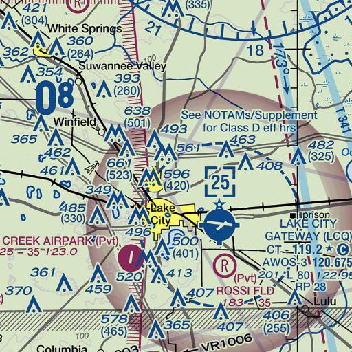 FAA VFR chart of Columbia County, FL