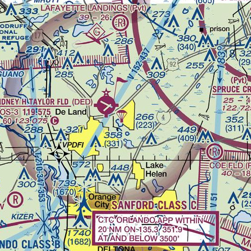 FAA VFR chart of Lake Byron, FL