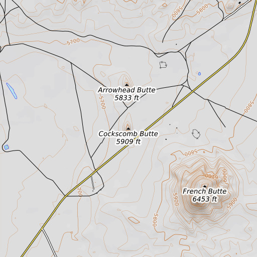 OpenTopoMap map of Cockscomb Butte, AZ
