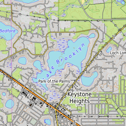 OpenTopoMap map of Lake Brooklyn, FL