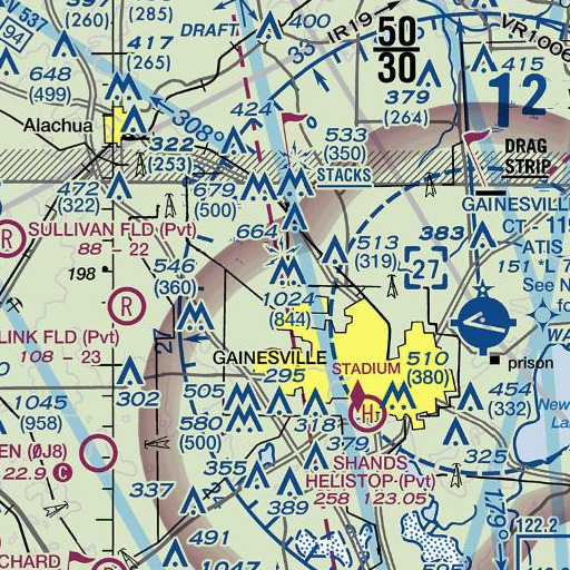 FAA VFR chart of WUFT-FM (Gainesville), FL
