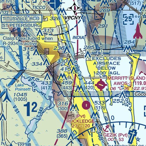 FAA VFR chart of WHKR-FM (Rockledge), FL