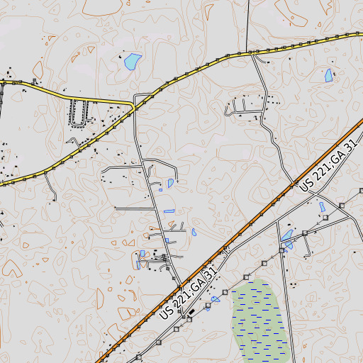 OpenTopoMap map of Antioch Cemetery, GA