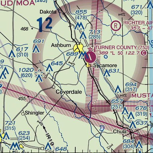 FAA VFR chart of Ashburn Branch, GA