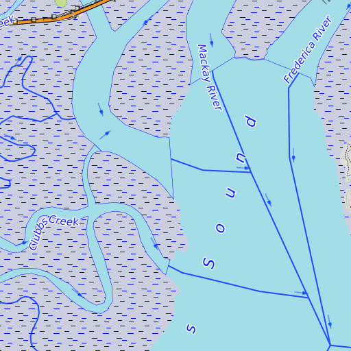 OpenTopoMap map of Back River, GA