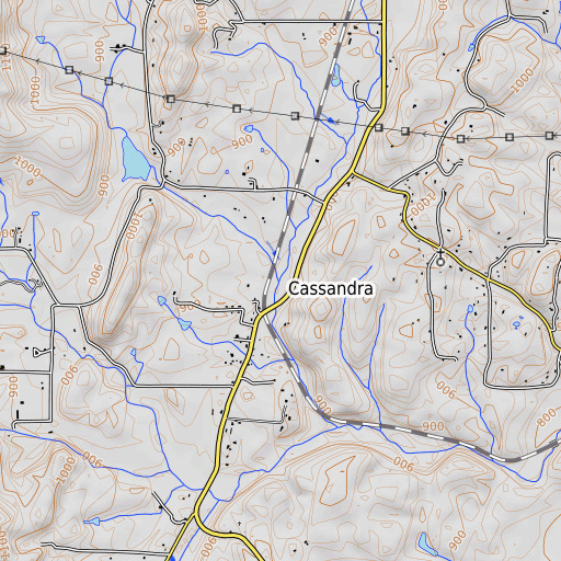 OpenTopoMap map of Back Valley Creek, GA