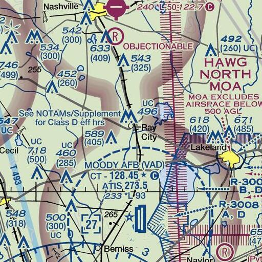 FAA VFR chart of Beaverdam Creek, GA