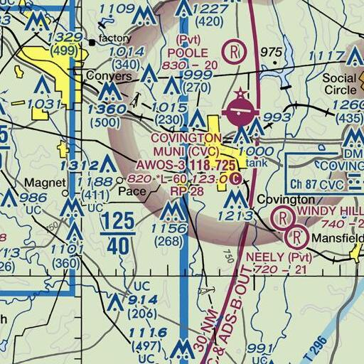 FAA VFR chart of Beaverdam Creek, GA