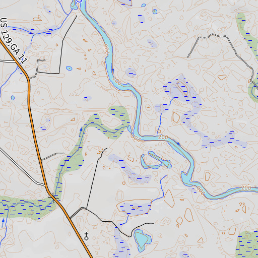 OpenTopoMap map of Bluff Creek, GA