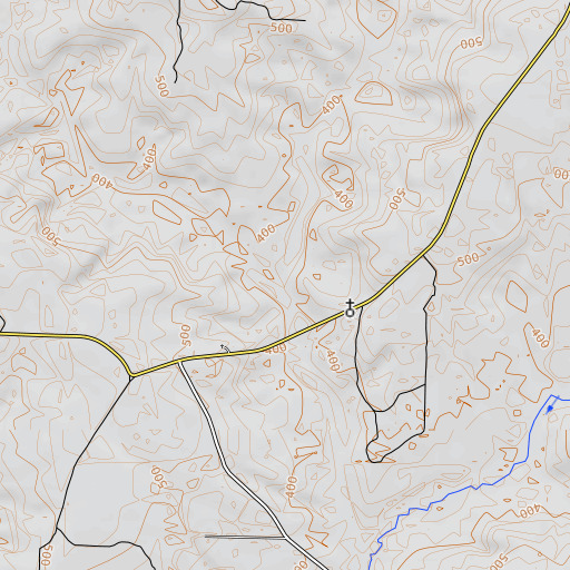 OpenTopoMap map of Bluff Springs Branch, GA