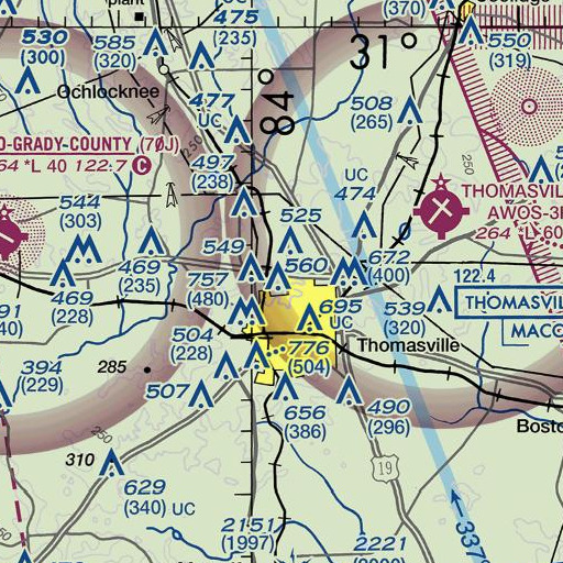 FAA VFR chart of Bruces Branch, GA