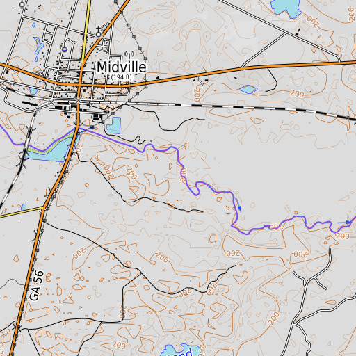 OpenTopoMap map of Dead River, GA