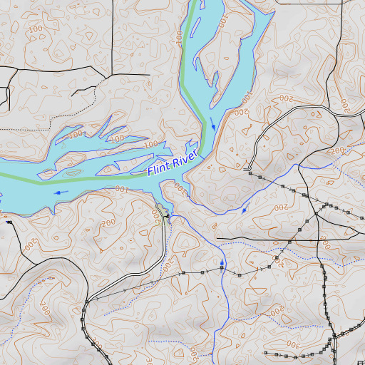 OpenTopoMap map of Dry Creek, GA