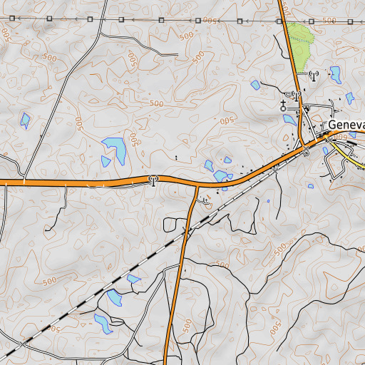 OpenTopoMap map of Geneva School, GA