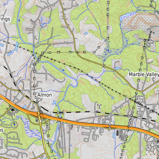 OpenTopoMap map of Gum Creek, GA