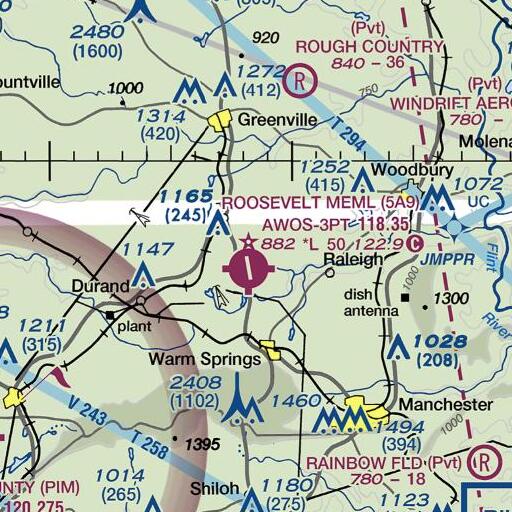 FAA VFR chart of Handco Branch, GA