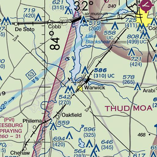 FAA VFR chart of Hanna Branch, GA