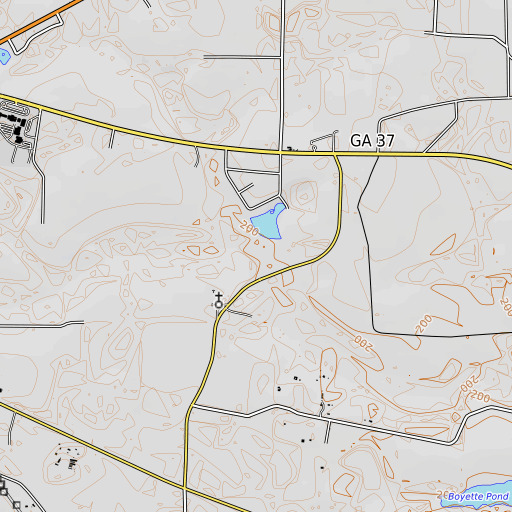 OpenTopoMap map of Indian Trail Branch, GA