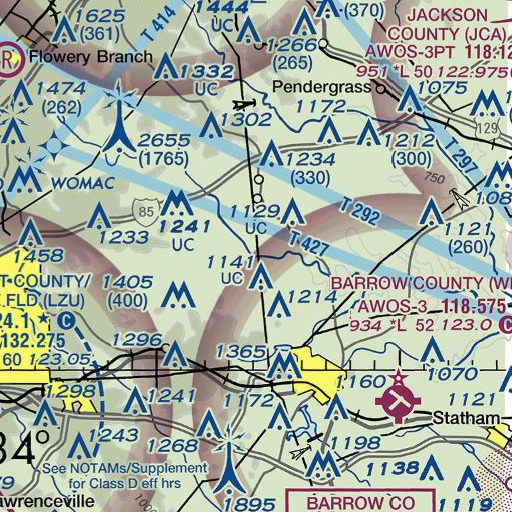 FAA VFR chart of Little Mulberry River, GA