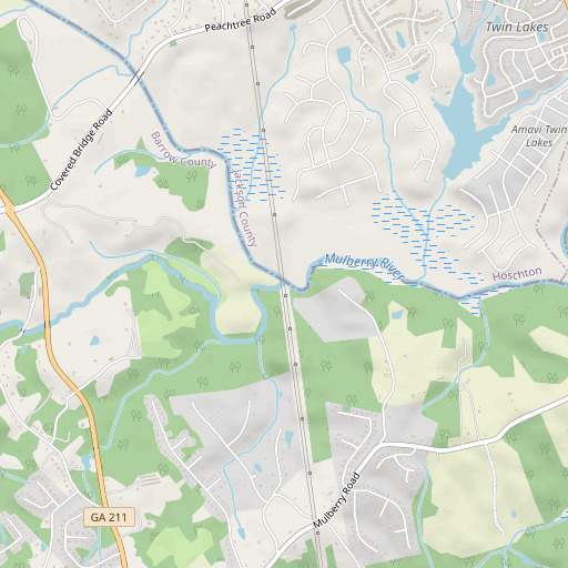OpenStreetMap map of Little Mulberry River, GA