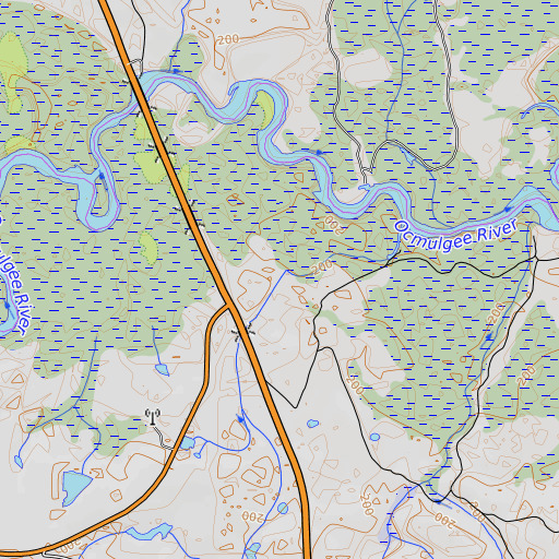 OpenTopoMap map of Mill Creek, GA