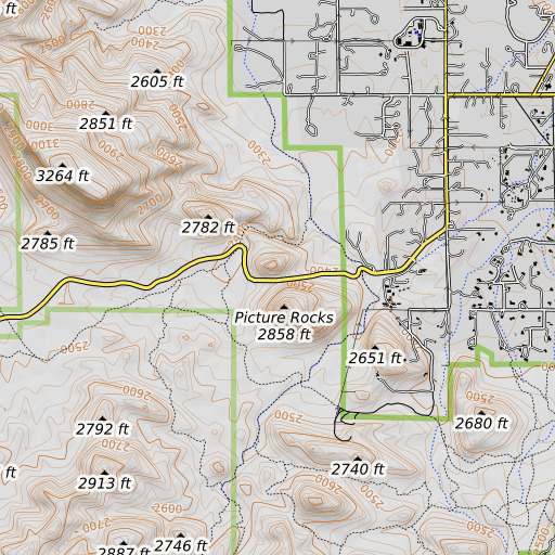 OpenTopoMap map of Contzen Pass, AZ