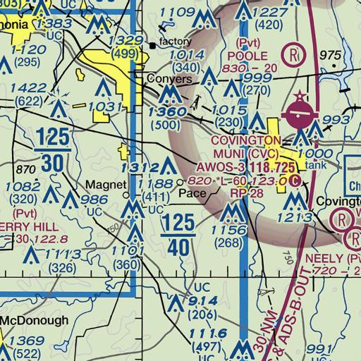 FAA VFR chart of Pace, GA