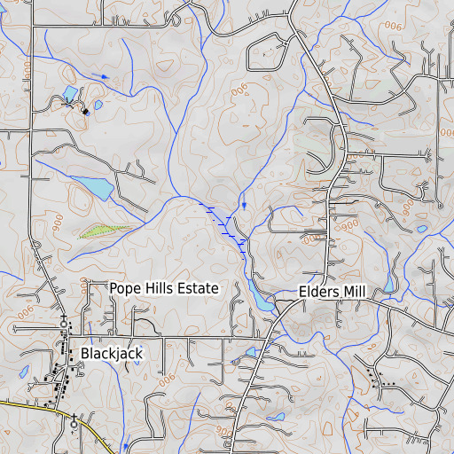 OpenTopoMap map of Pete Branch, GA