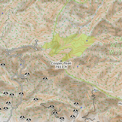 OpenTopoMap map of Cooper Peak, AZ