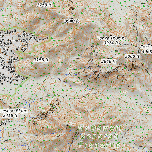 OpenTopoMap map of Mountain Spring, AZ