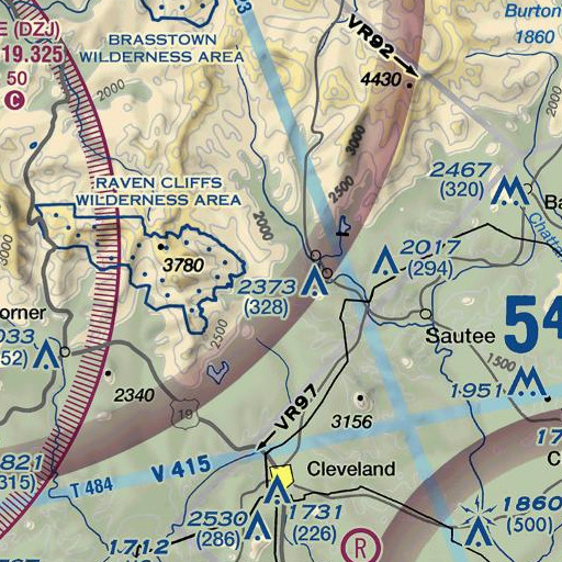 FAA VFR chart of Polly Knob, GA