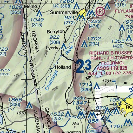 FAA VFR chart of Pond Spring, GA